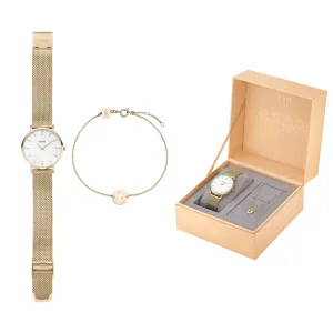 Coffret cadeau CLUSE Montre et Bracelet Minuit Heart Gold Mesh
