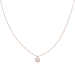 Collier CLUSE Idylle Rose Gold Marble Hexagon Pendant CLJ20008