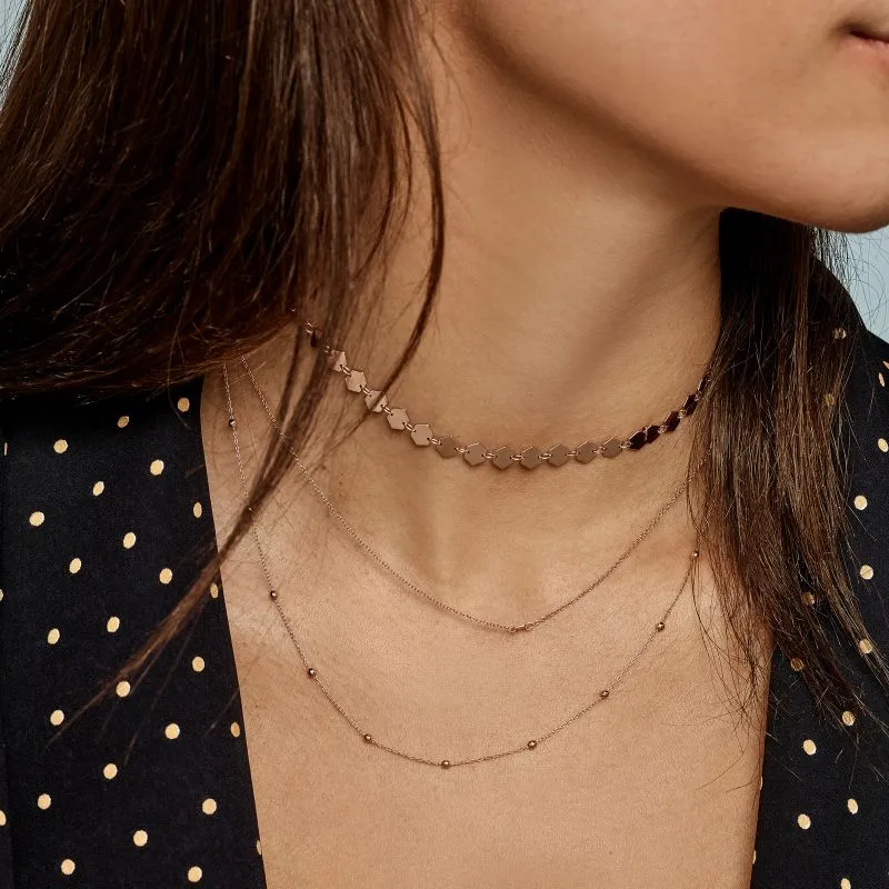Collier/tour de cou CLUSE Essentielle Rose Gold All Hexagons Choker CLJ20003