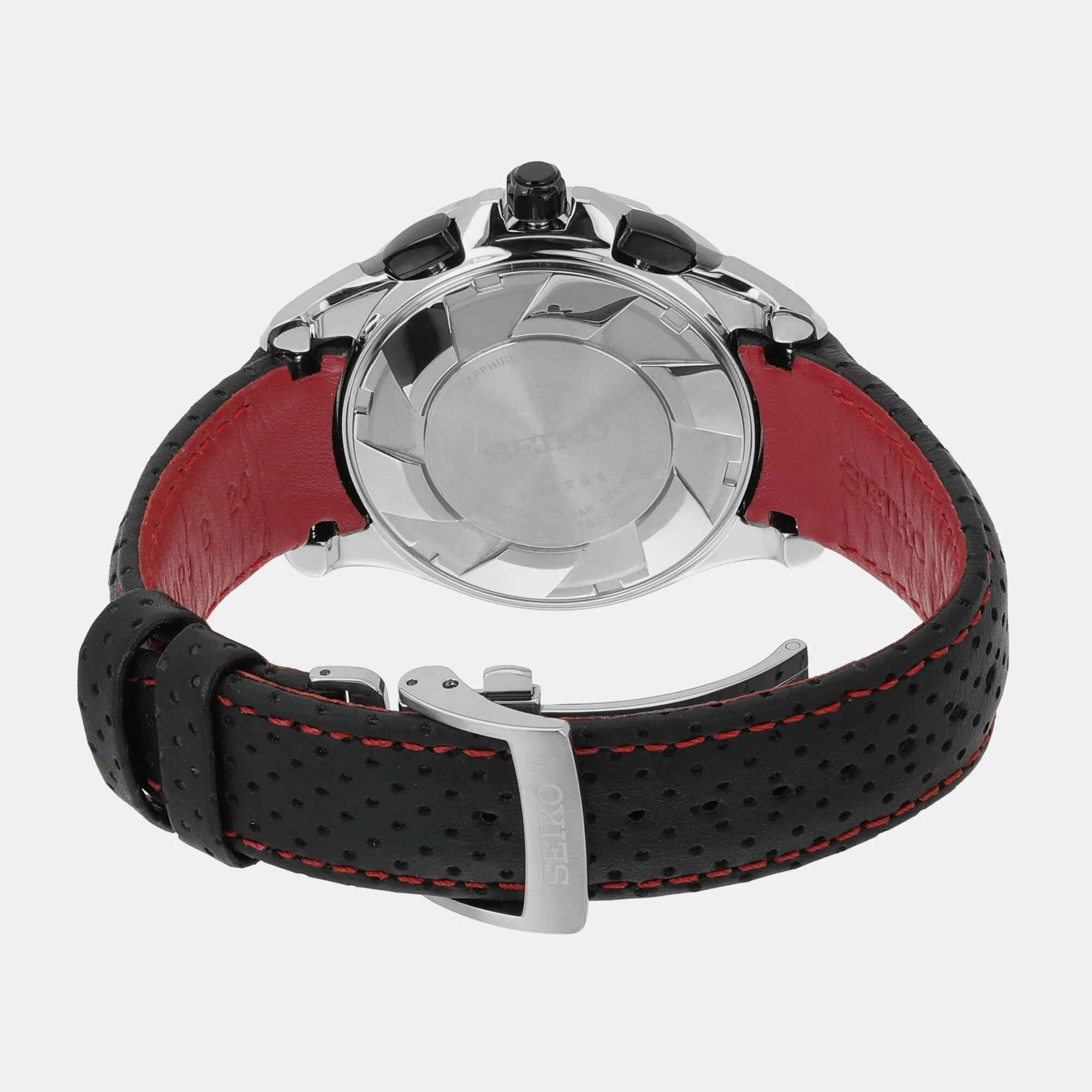 Coutura Men Quartz Red Dial Chronograph Leather Watch SSB435P9