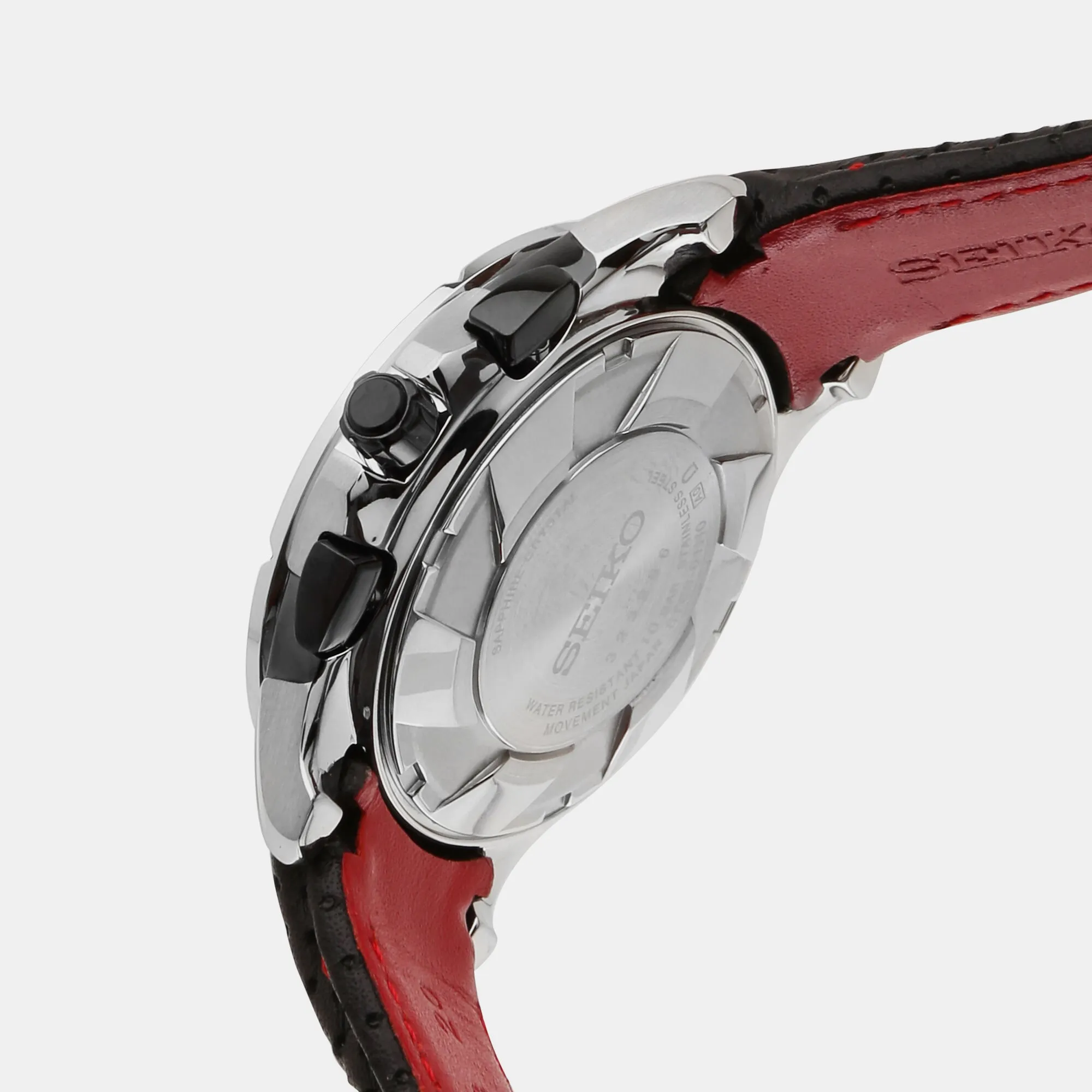Coutura Men Quartz Red Dial Chronograph Leather Watch SSB435P9