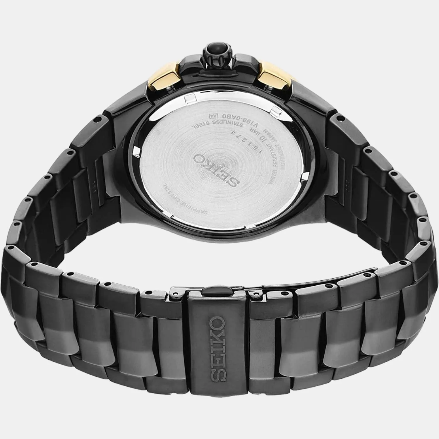 Coutura Men Solar Black Dial Chronograph Stainless Steel Watch SSC573P1