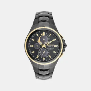 Coutura Men Solar Black Dial Chronograph Stainless Steel Watch SSC573P1