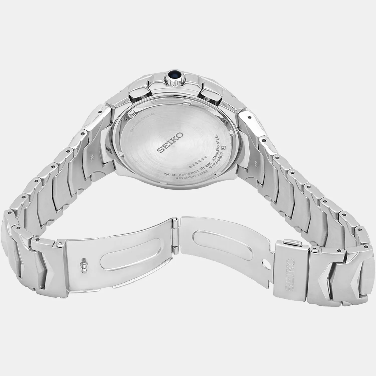 Coutura Men Solar Black Dial Chronograph Stainless Steel Watch SSC743P9