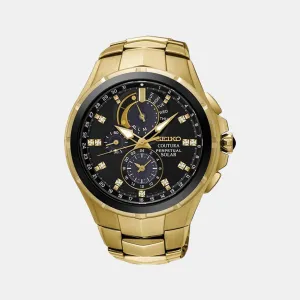 Coutura Perpetual Men Solar Black Dial Chronograph Stainless Steel Watch SSC572P1