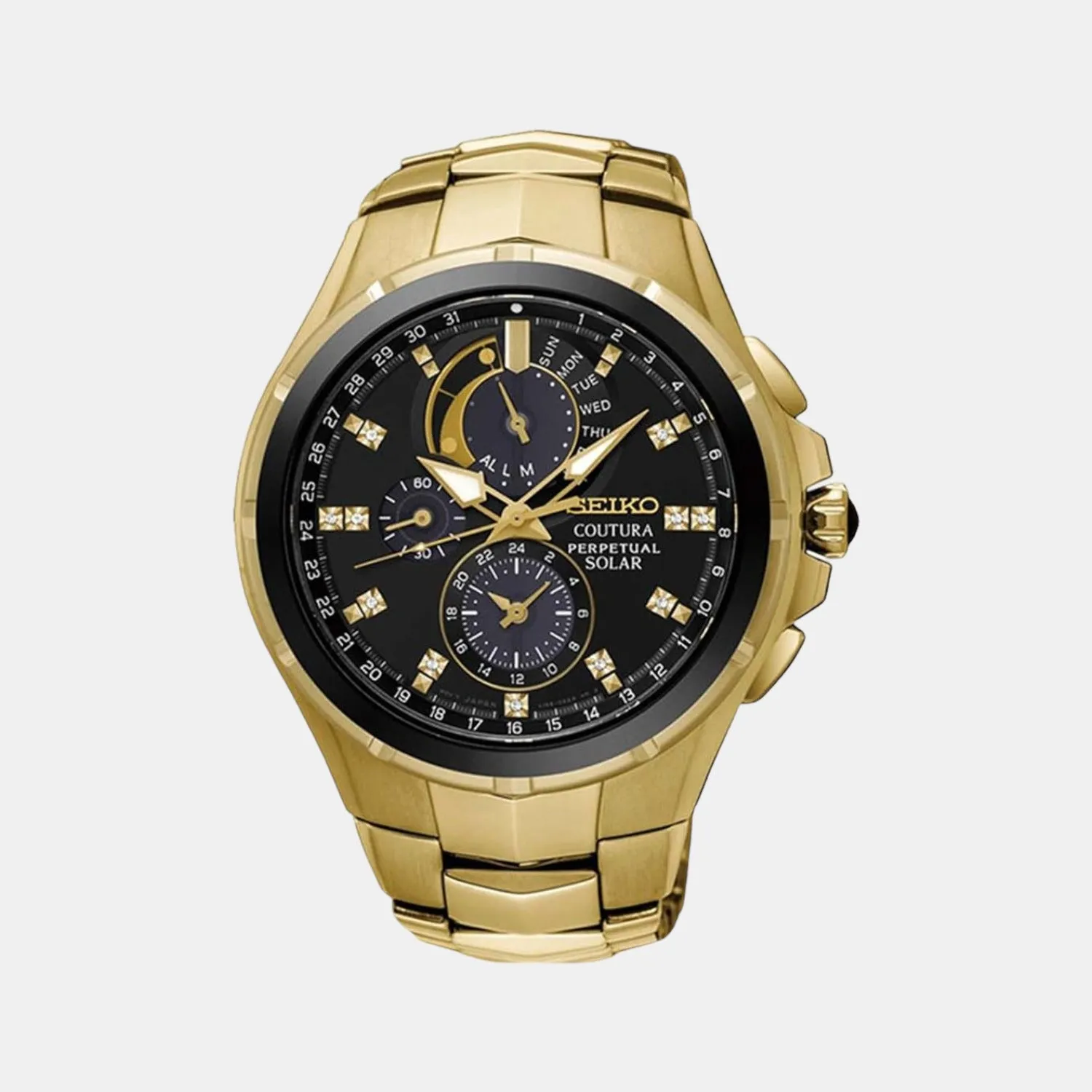 Coutura Perpetual Men Solar Black Dial Chronograph Stainless Steel Watch SSC572P1