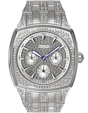 Crystal Mens Dress Watch by Bulova - Cushion Style Case - Day/Date Subdials