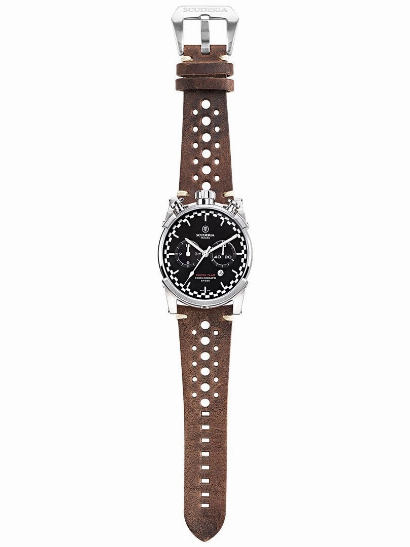 CT Scuderia BULLET HEAD CHEQUERED FLAG Brown Swiss Made Mens Watch CWEH00119