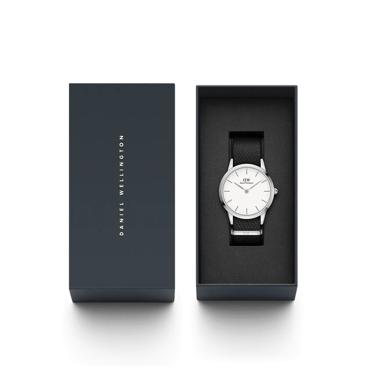 Daniel Wellington Iconic Black NATO White Dial Watch DW00100677