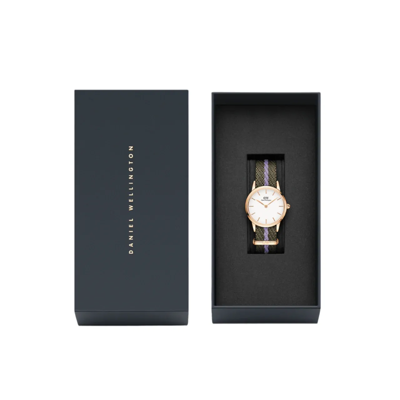 Daniel Wellington Iconic NATO Green/Purple Nylon Strap Watch DW00100680