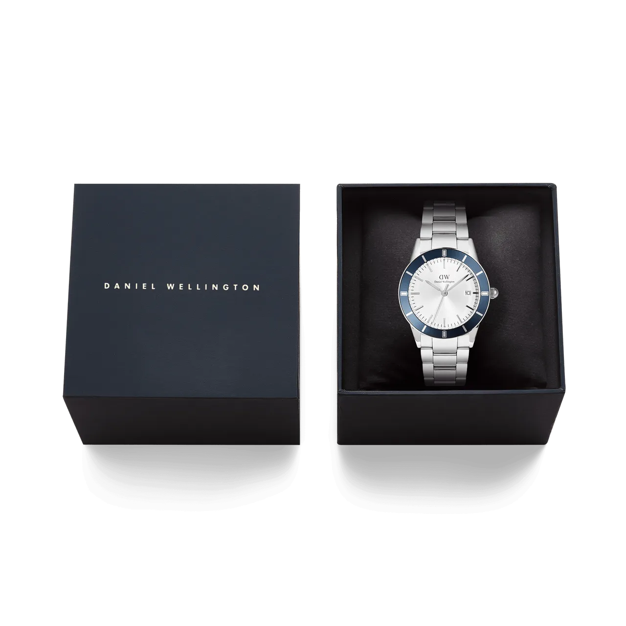 Daniel Wellington Iconic Paradigma Link Blue Bezel White Dial Watch DW00100818