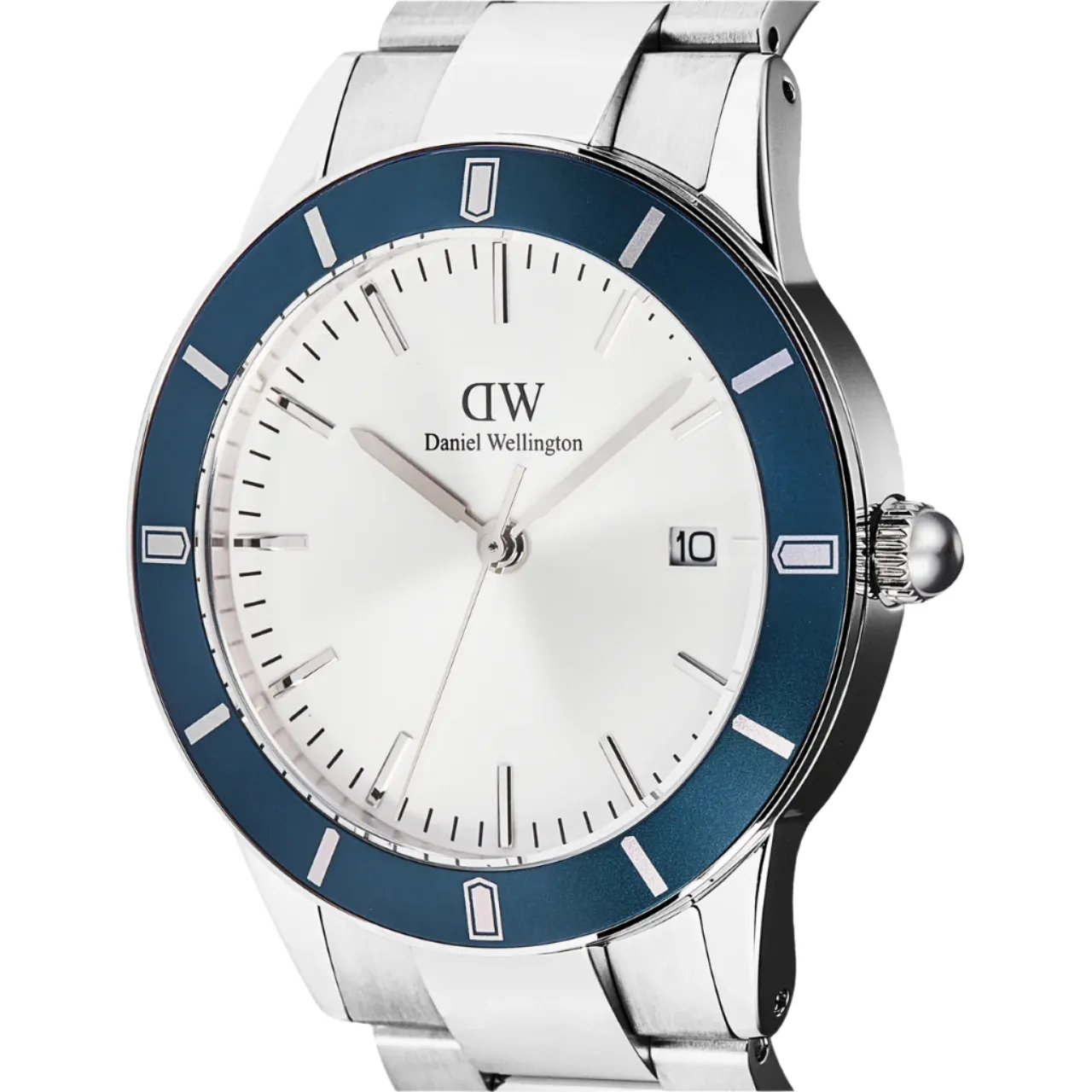 Daniel Wellington Iconic Paradigma Link Blue Bezel White Dial Watch DW00100818