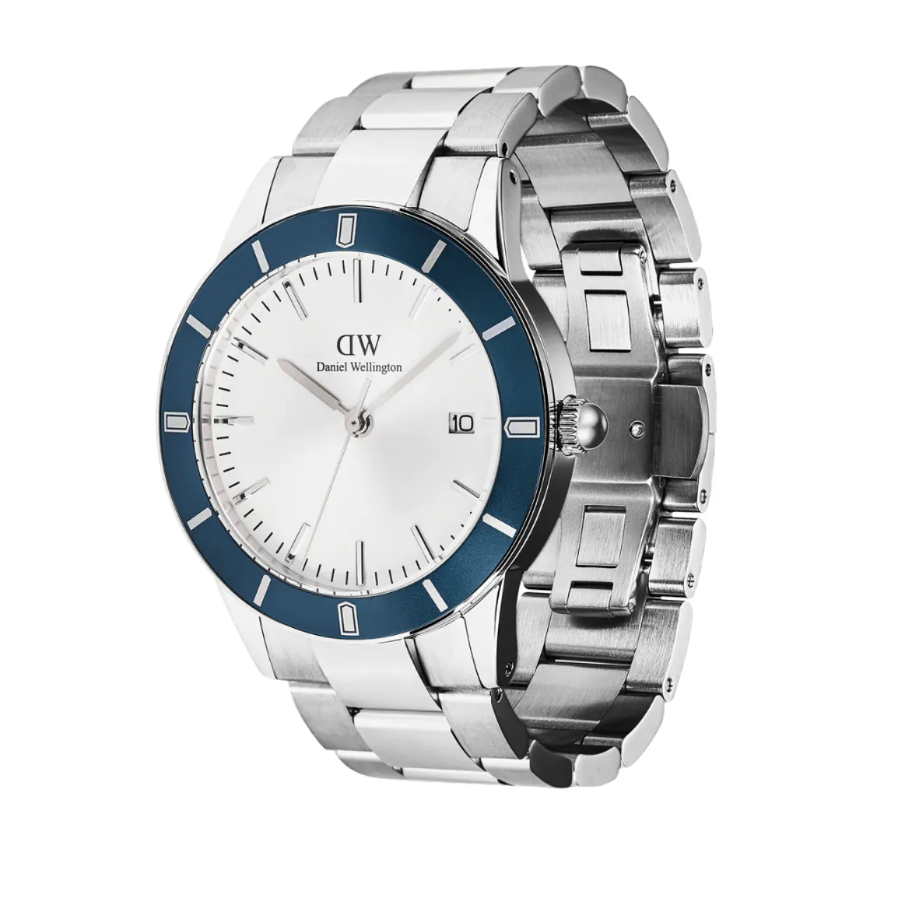 Daniel Wellington Iconic Paradigma Link Blue Bezel White Dial Watch DW00100818