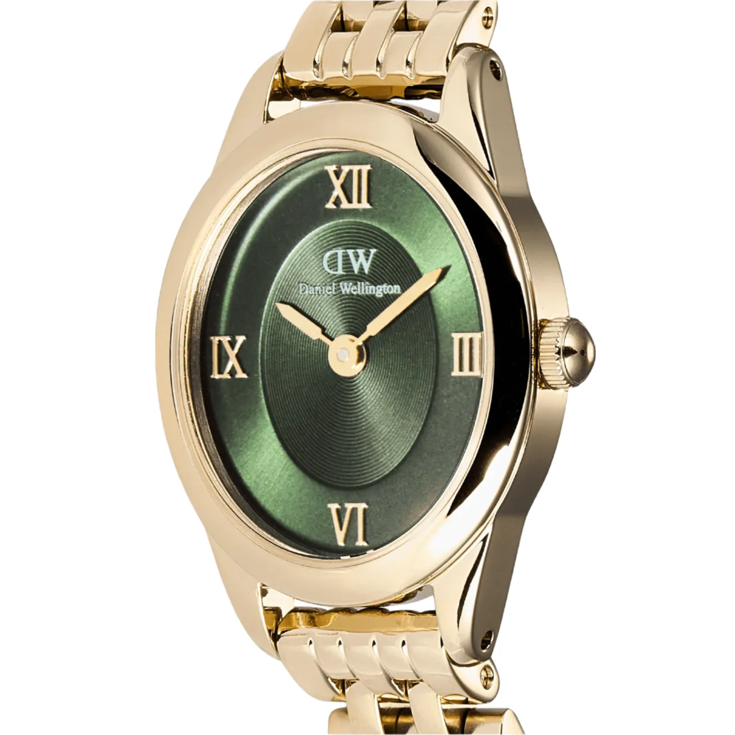 Daniel Wellington Ophelia Mini Beans Link Emerald Gold Dial Watch DW00100804