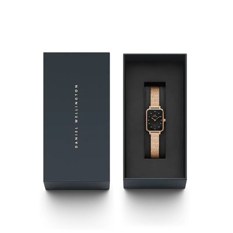 Daniel Wellington Quadro Lumine Pressed Piano Rose Gold Watch 20x26mm