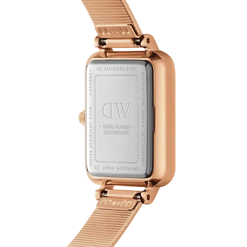 Daniel Wellington Quadro Lumine Pressed Piano Rose Gold Watch 20x26mm