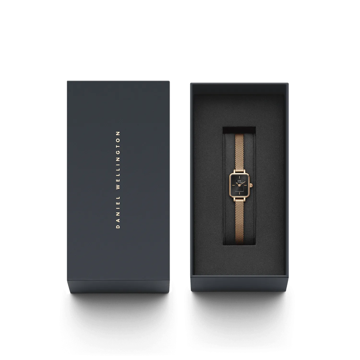 Daniel Wellington Quadro Mini Melrose Rose Gold Onyx Watch DW00100647