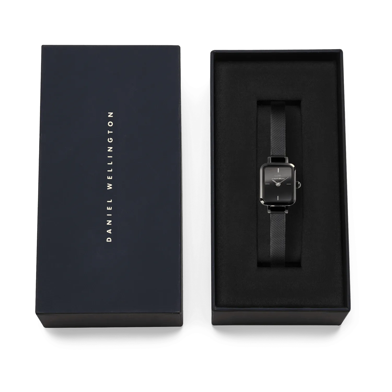 Daniel Wellington Quadro Mini Mirror Reflection Black Dial Watch DW00100802
