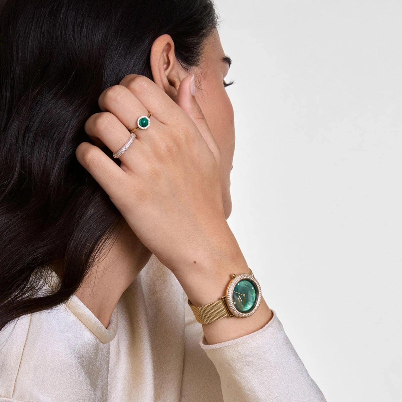 Daniel Wellington Crystalline Bezel Evergold Green Dial Watch DW00100824