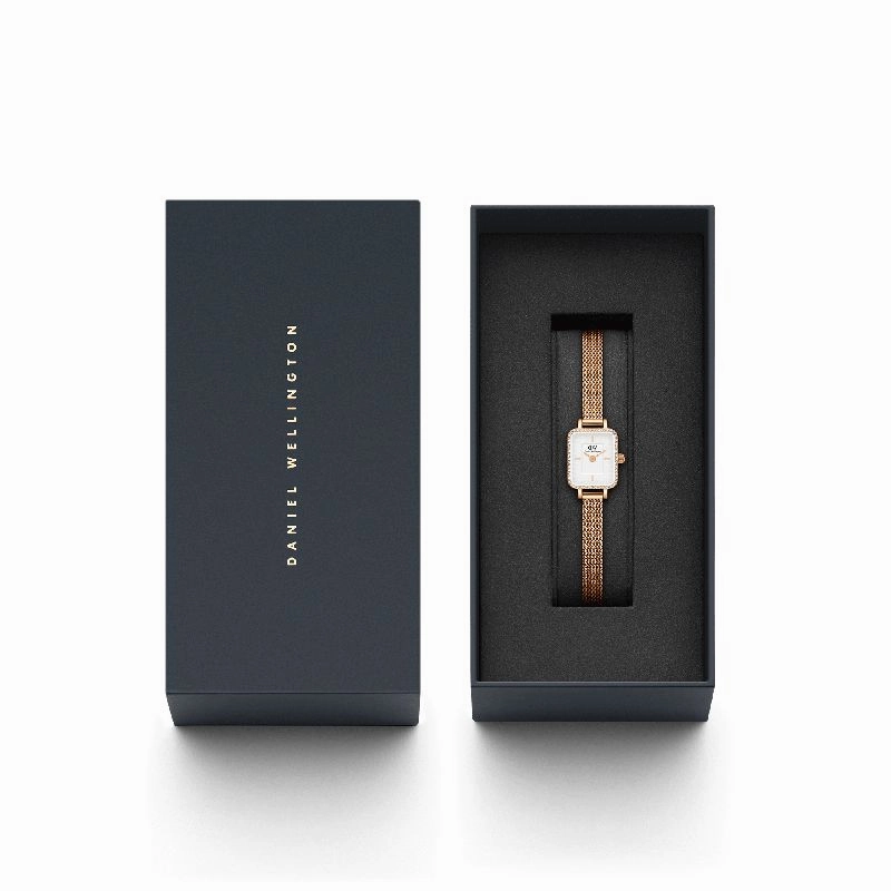 Daniel Wellington Quadro Mini Lumine Bezel Rose Gold Watch 15.4x18.2mm