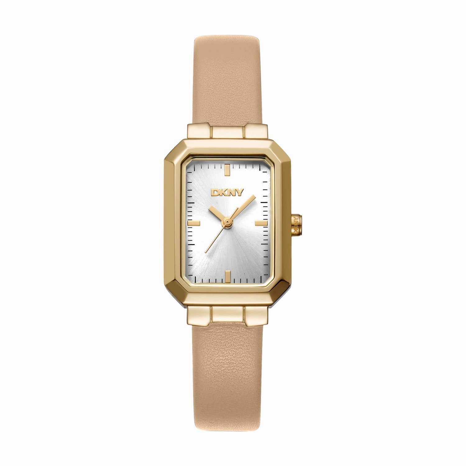 DKNY Uptown Midi Silver Dial Beige Leather Strap Watch DK1L076L0025