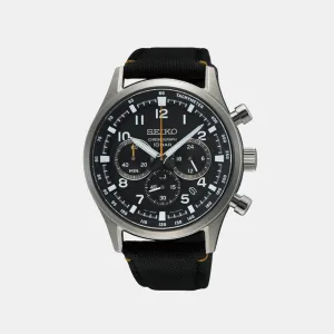Dress Men Quartz Black Dial Chronograph Nylon Watch SSB449P1