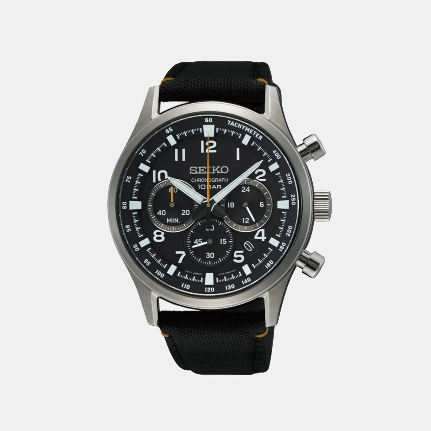 Dress Men Quartz Black Dial Chronograph Nylon Watch SSB449P1