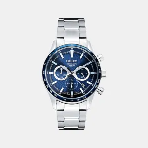 Dress Men Quartz Blue Dial Chronograph Stainless Steel Watch SSB445P1