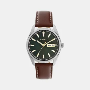 Dress Men Quartz Green Dial Analog Leather Watch SUR449P1