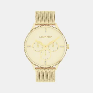 Dress Women Gold Dial Multi-Function Mesh Watch 25200372