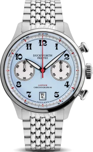Duckworth Prestex Lostock Blue 40mm Quartz Chronograph Bracelet Watch