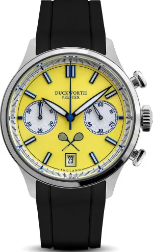 Duckworth Prestex Lostock Yellow 40mm Quartz Chronograph Black Rubber Watch