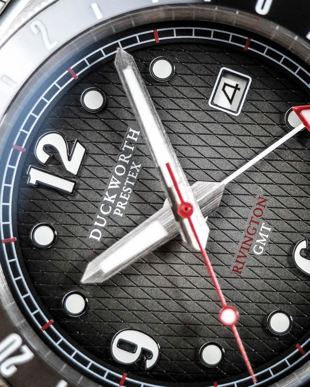 Duckworth Prestex Rivington GMT Black Grey Fume Black Leather Watch