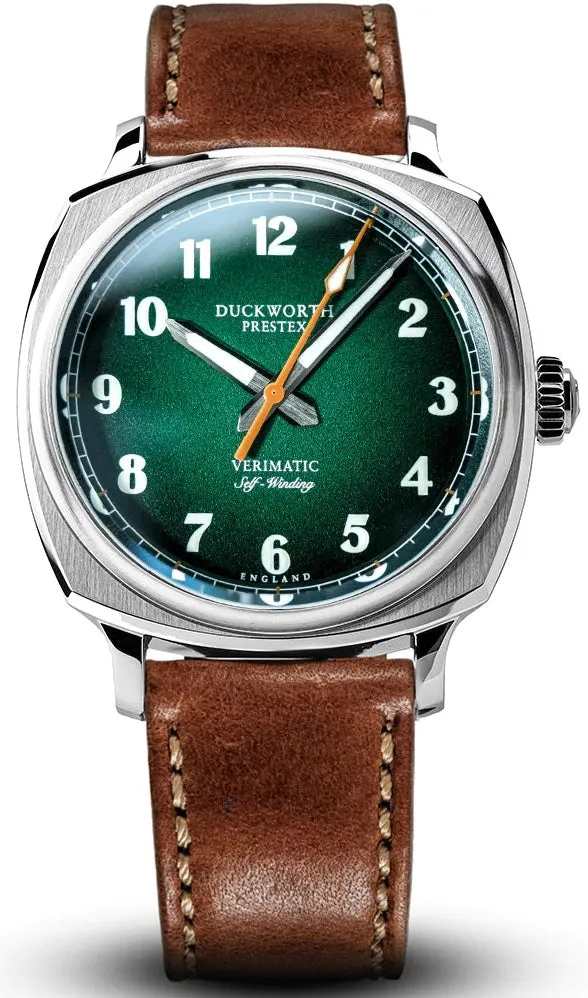Duckworth Prestex Verimatic Green Fume Vintage Tan Leather Watch