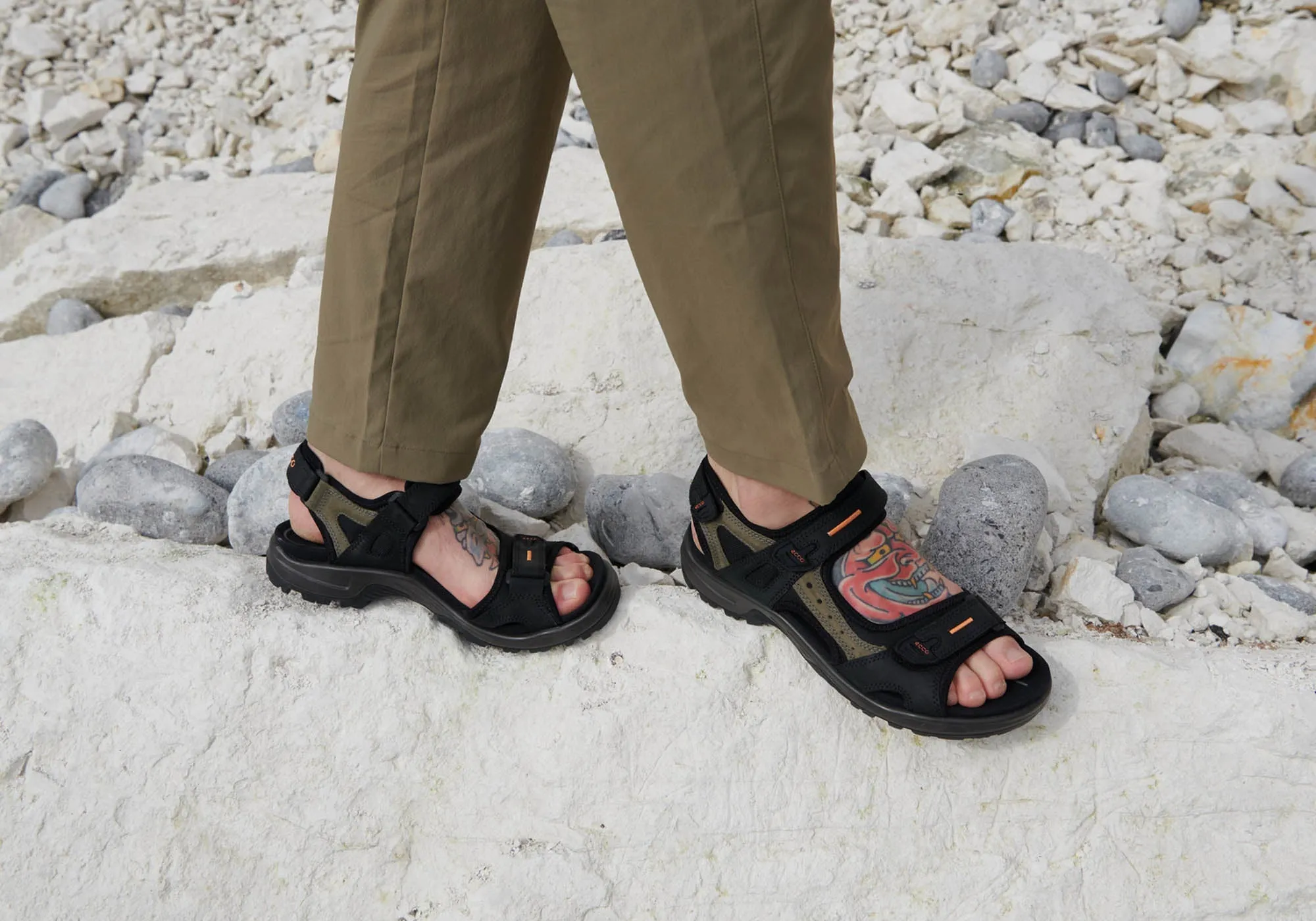 ECCO Mens Offroad Comfortable Leather Adjustable Sandals ecco Shoes