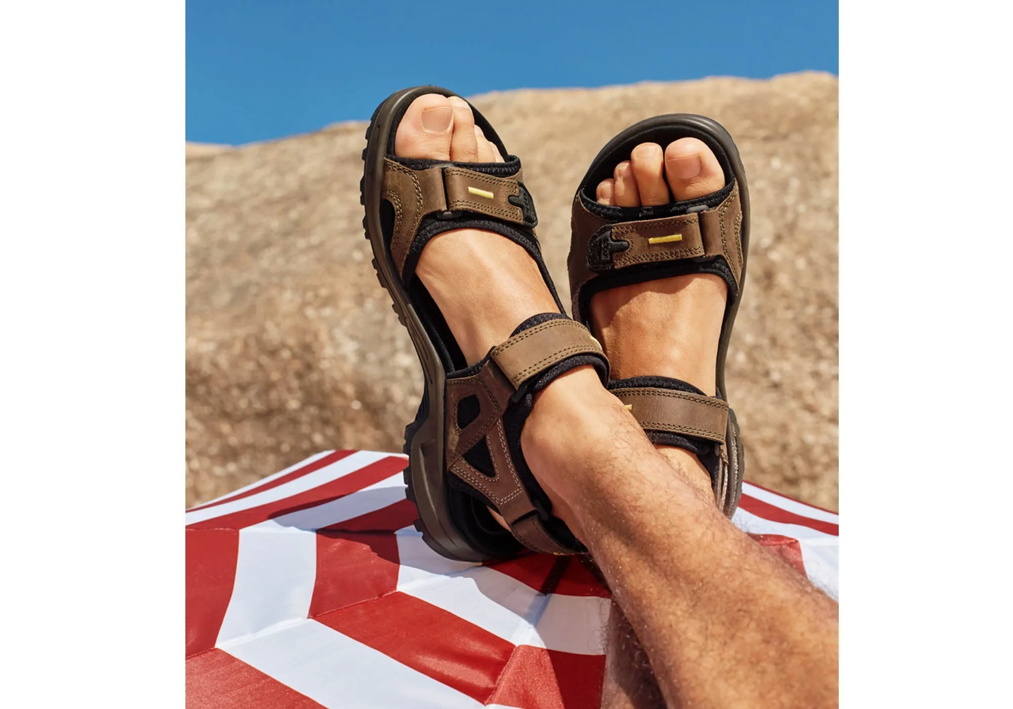 ECCO Mens Offroad Comfortable Leather Adjustable Sandals ecco Shoes