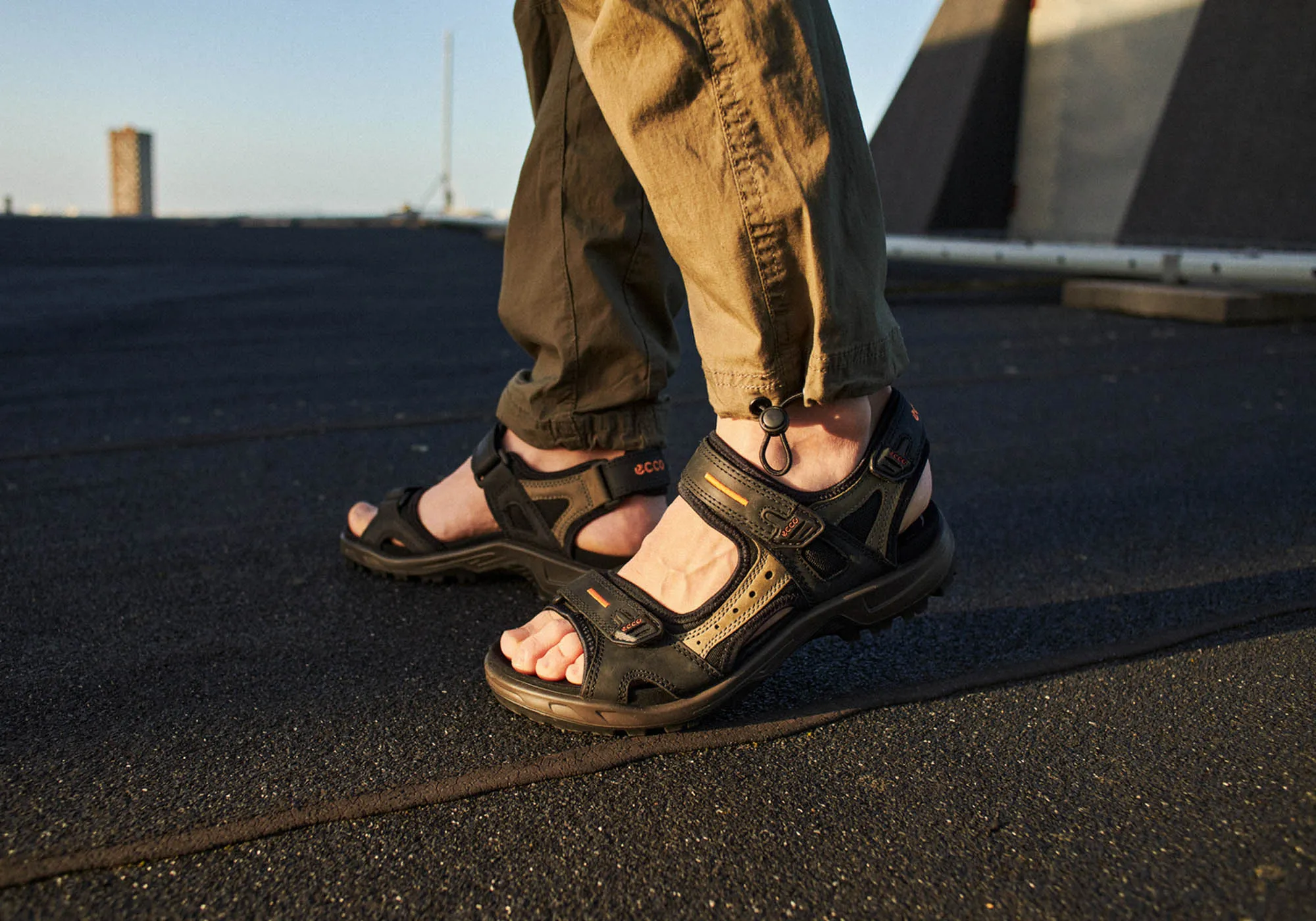 ECCO Mens Offroad Comfortable Leather Adjustable Sandals ecco Shoes