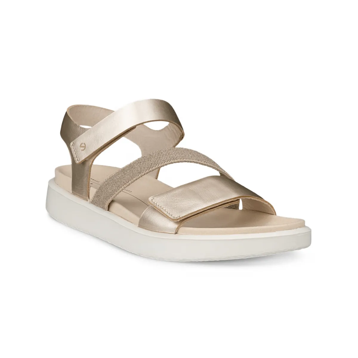 Ecco Women's Flowt 2-Strap Pure White/Gold ecco Shoes