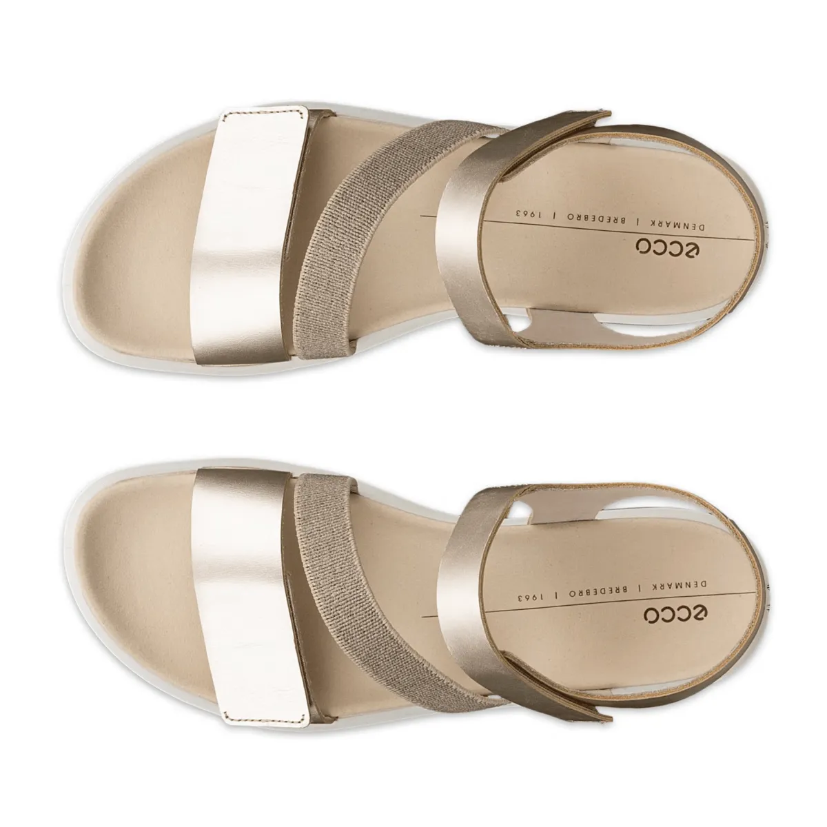 Ecco Women's Flowt 2-Strap Pure White/Gold ecco Shoes