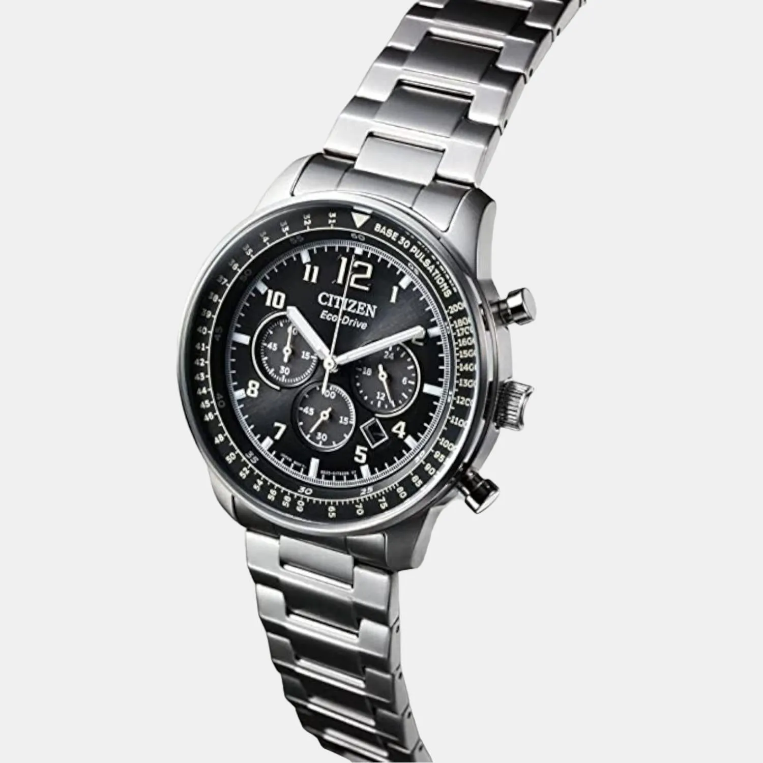 Eco-Drive Men Black Dial Chronograph Stainless Steel Watch CA4500-83E