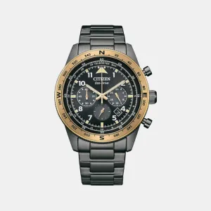 Eco-Drive Men Black Dial Chronograph Stainless Steel Watch CA4556-89E