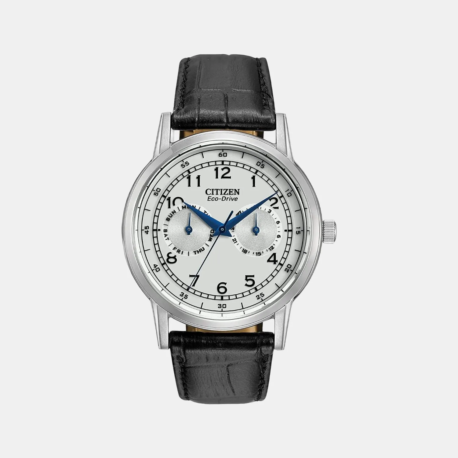 Eco-Drive Men White Dial Analog Leather Watch AO9000-06B