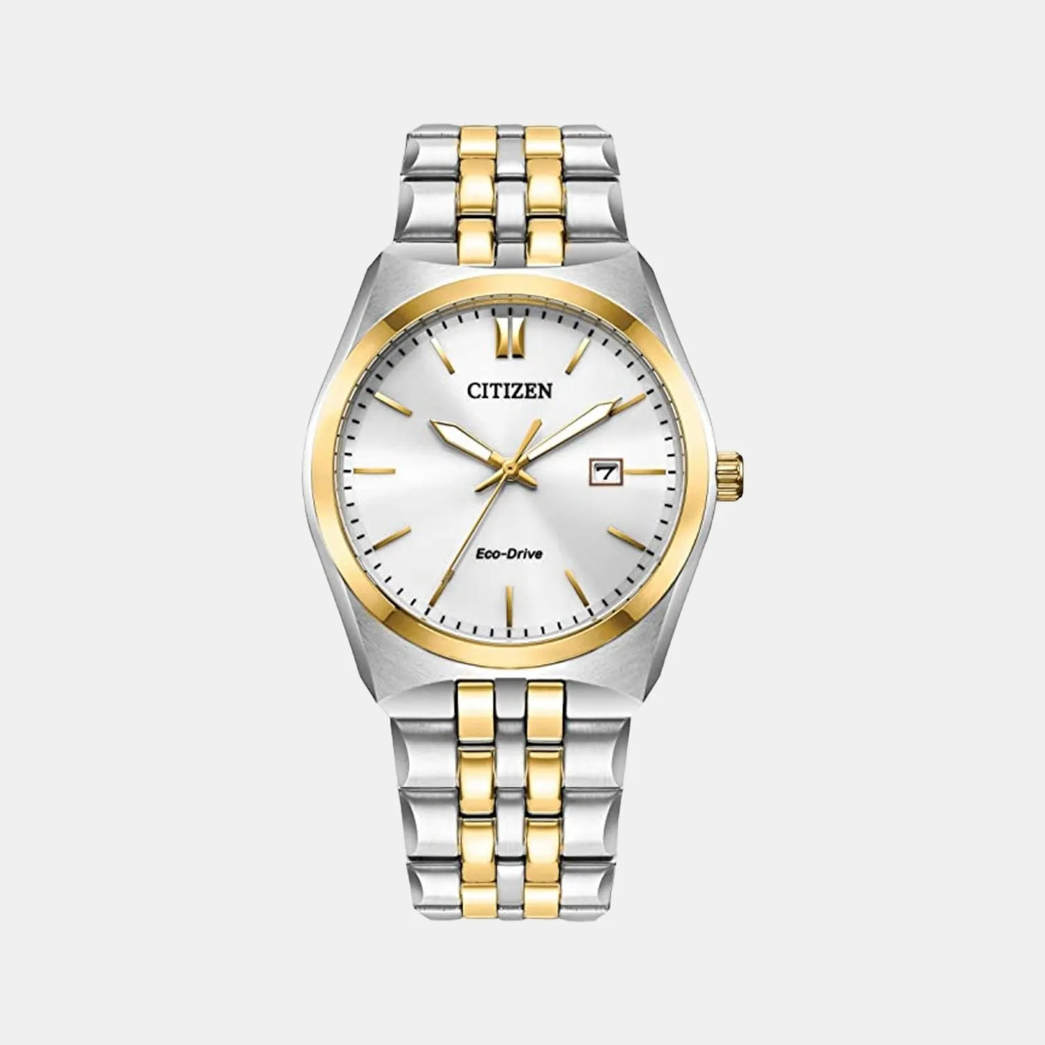 Eco-Drive Men White Dial Analog Stainless Steel Watch BM7334-58B