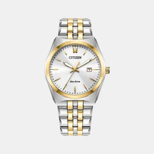 Eco-Drive Men White Dial Analog Stainless Steel Watch BM7334-58B