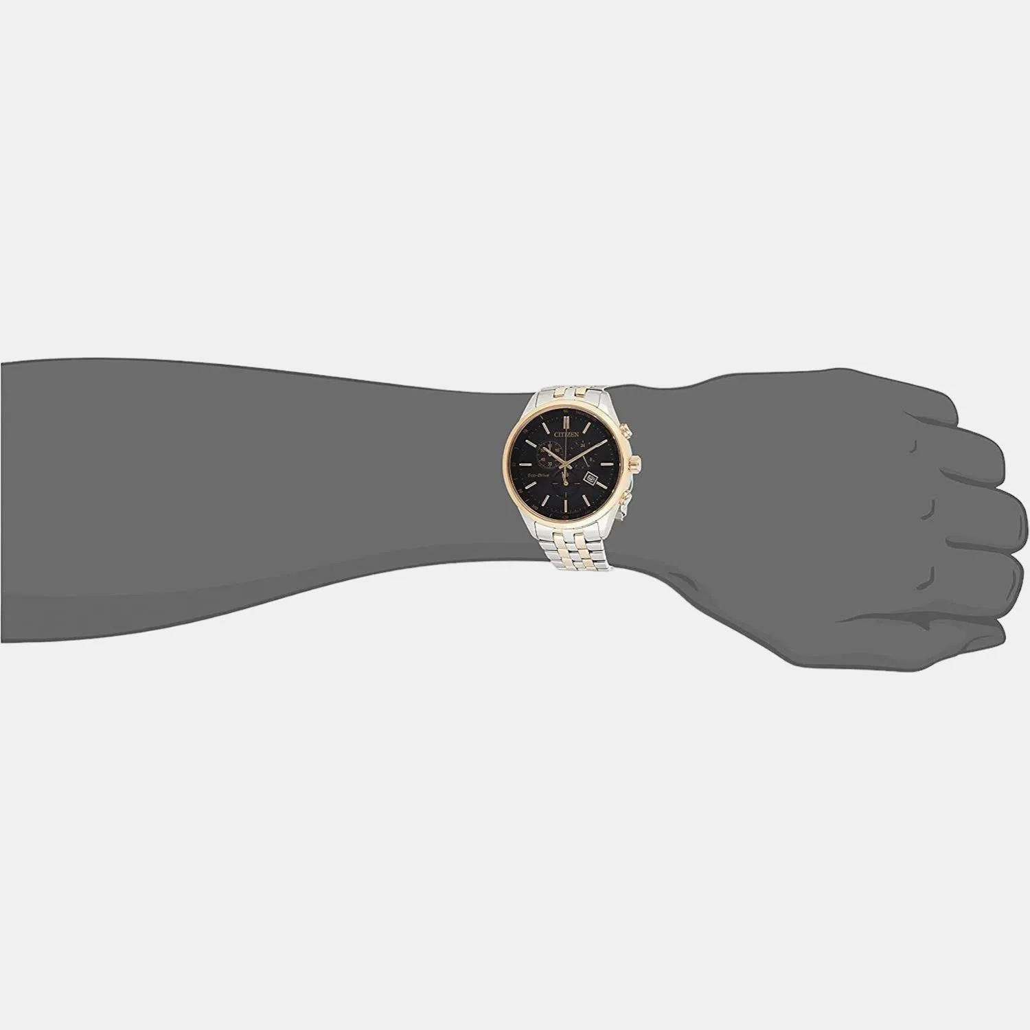 Eco-Drive Men's Black Stainless Steel Chronograph Watch AT2144-54E