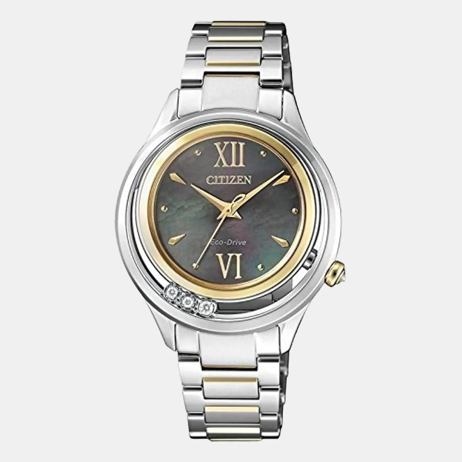 Eco-Drive Women Black Dial Analog Stainless Steel Watch EM0518-86Y