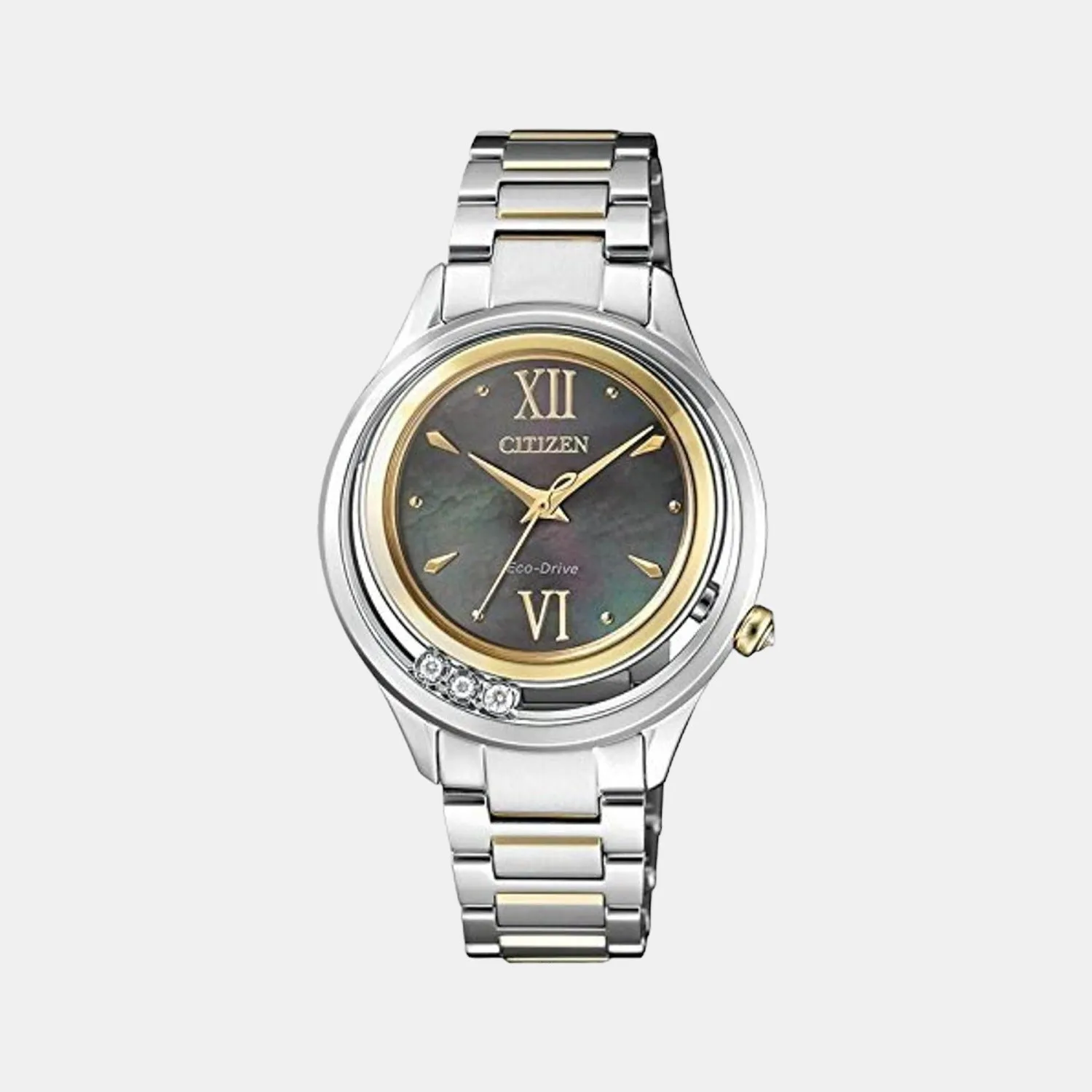 Eco-Drive Women Black Dial Analog Stainless Steel Watch EM0518-86Y