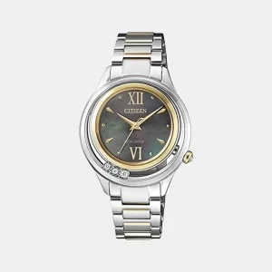 Eco-Drive Women Black Dial Analog Stainless Steel Watch EM0518-86Y