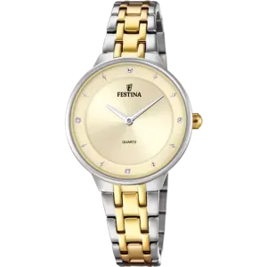 Elegant Beige Dial Stainless Steel Women's Watch by Festina Mademoiselle - Model F20625/2
