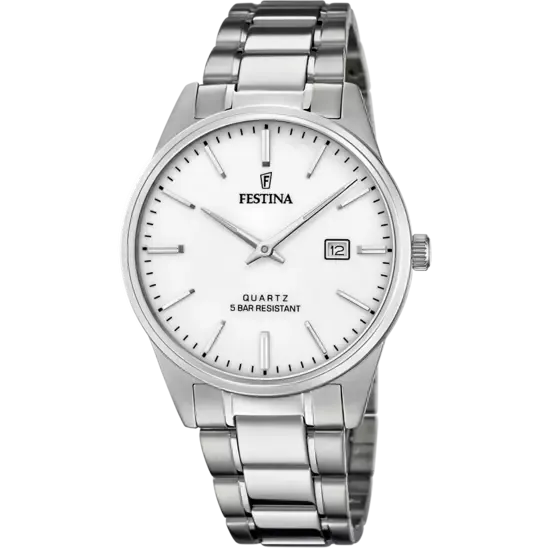 Elegant Festina F20511/2 Men's Classic Silver Steel Watch